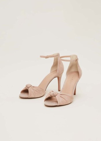 Phase Eight Nude Suede Open Toe Heels Beige Australia | JD0274918